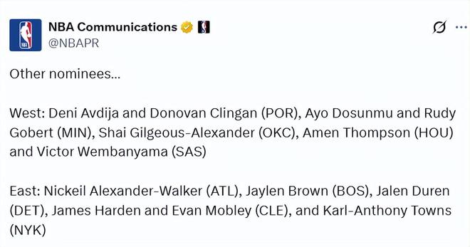 东契奇蝉联西部周最佳，鲍尔首获东部周最佳